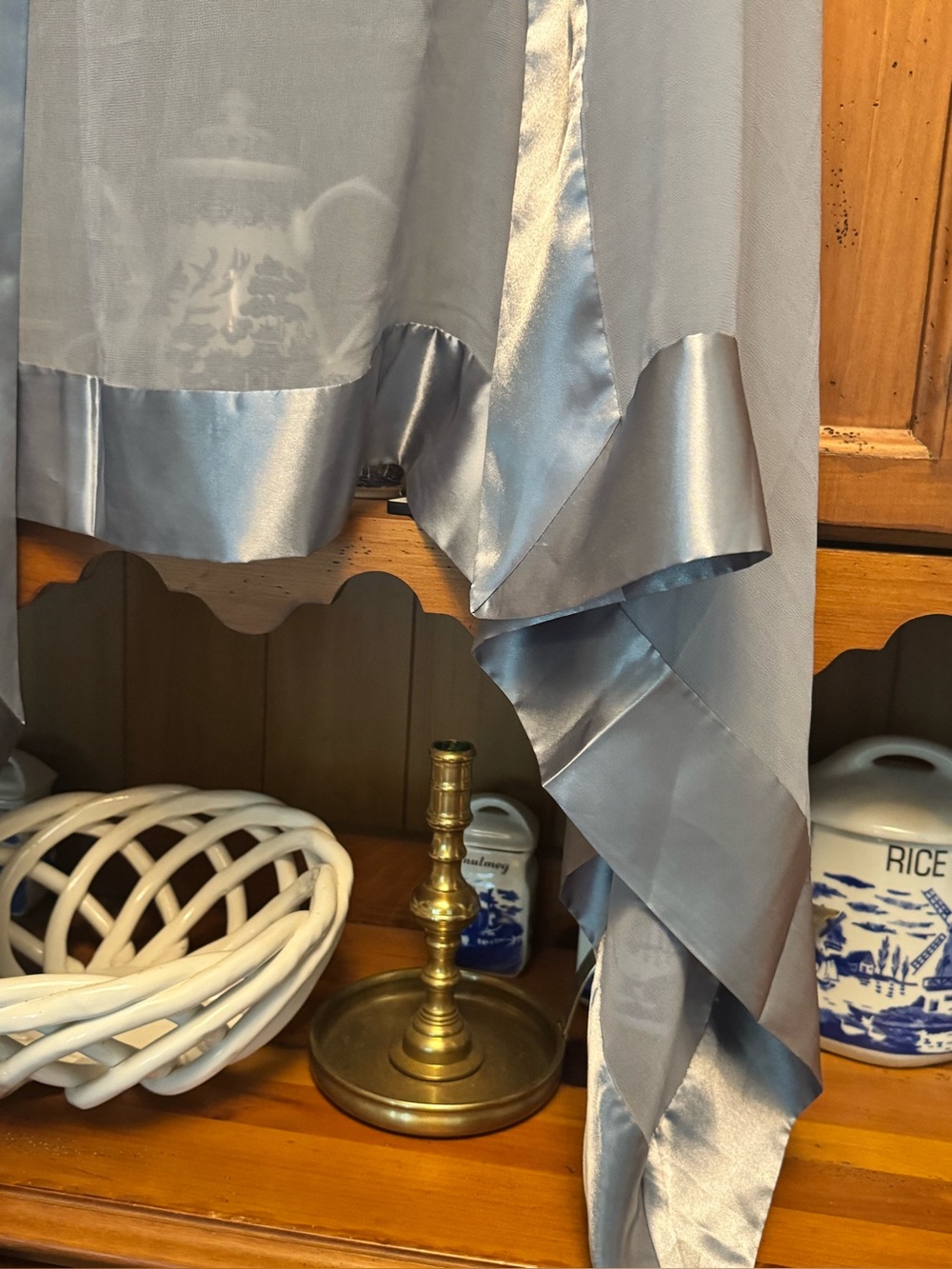 Silver Satin-Trim Sheer Formal Ladies Wrap.